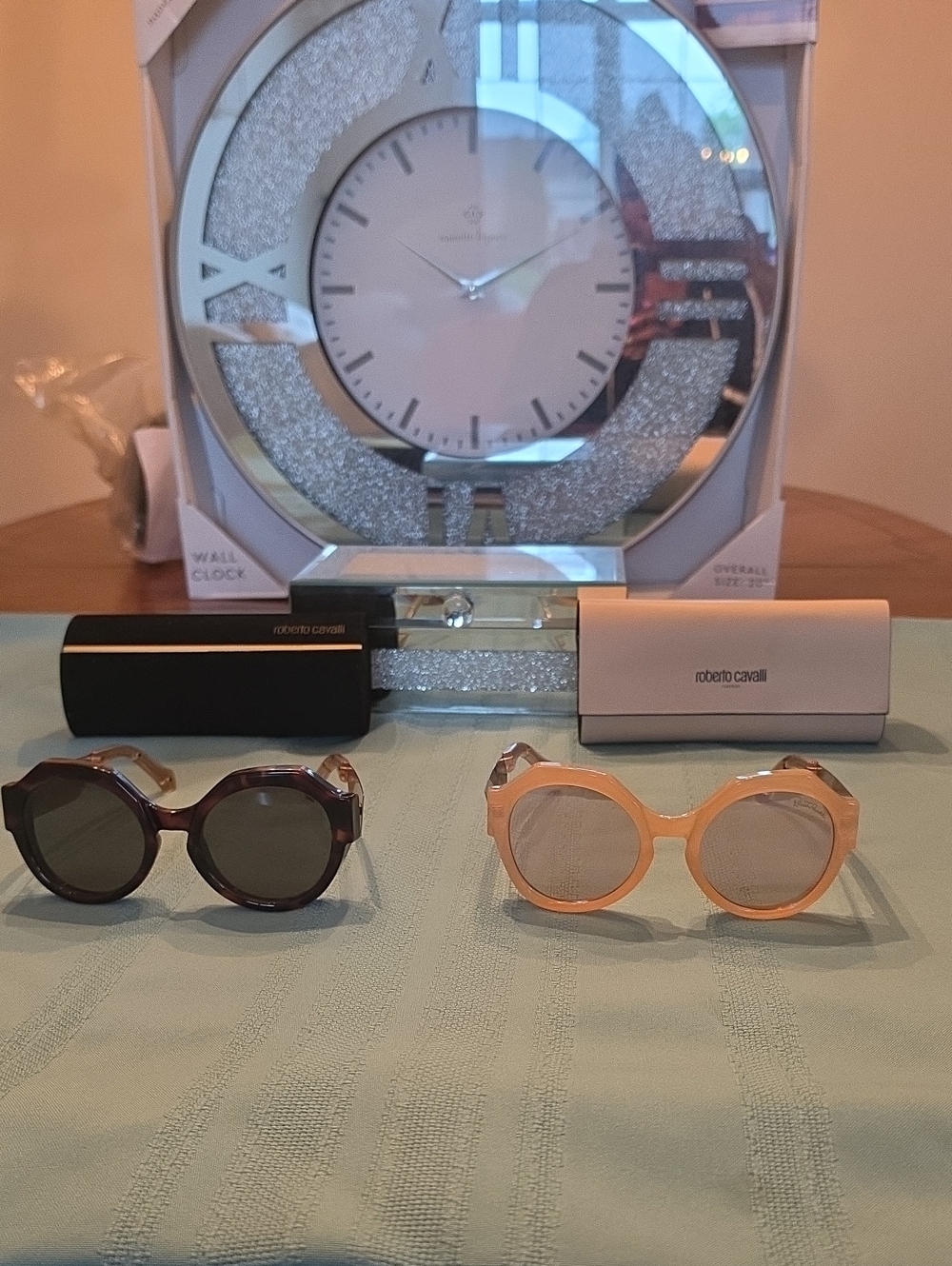 Roberto Cavalli Round Sunglasses Duo — Black/Tortoise and Peach Frames